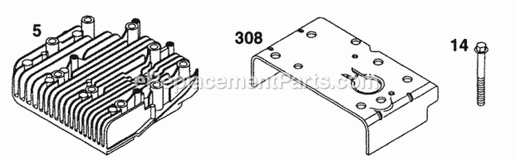 Head Diagram and Parts List for 252416-0734-01  Briggs and Stratton Engine